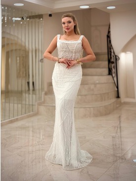 İnci İşlemeli, Balık Kesim Gelinlik